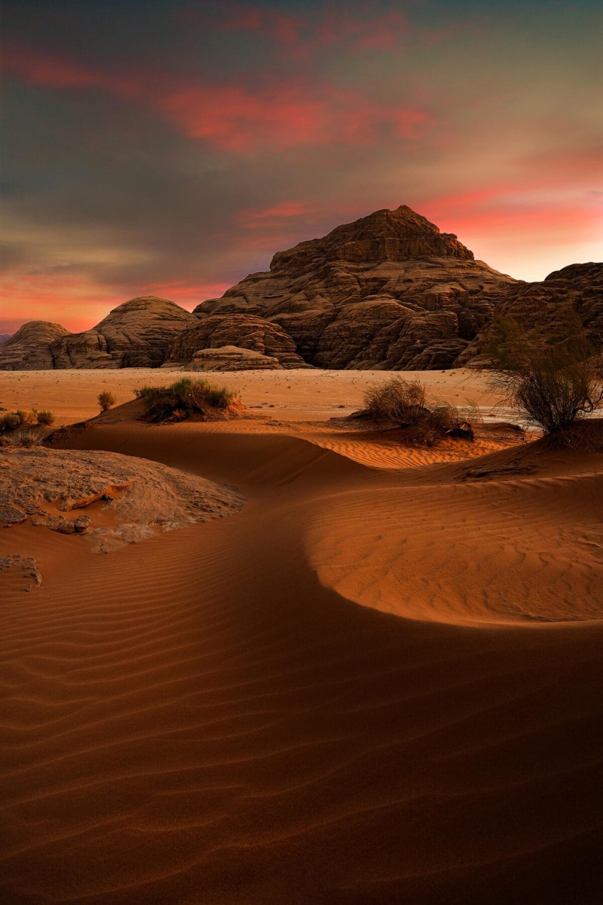 Pustynny krajobraz Wadi Rum w Jordanii